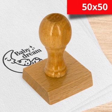 Timbro manuale in legno mm 50x50